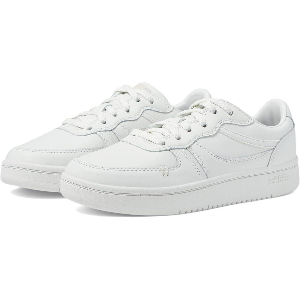 imageLABEL Goto Low Laceup Womens Sneakers  Leather ampamp Textile Construction  Round Toe  Flat SilhouetteWhiteWhiteWhite