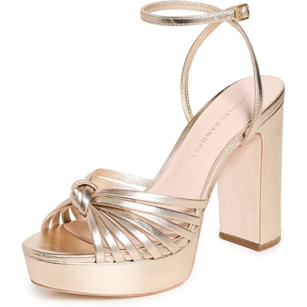 imageLoeffler Randall Womens Rivka Leather Knot Platform SandalsChampagne