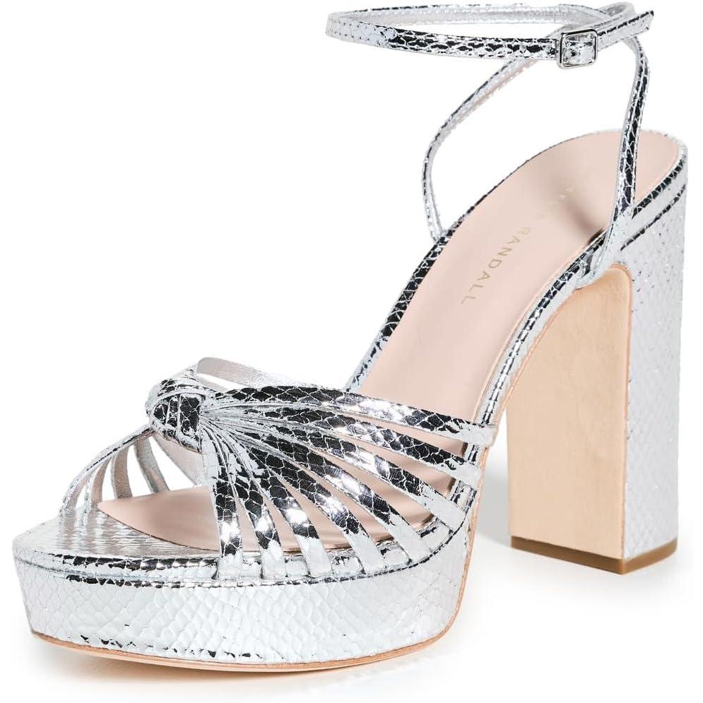 imageLoeffler Randall Womens Rivka Leather Knot Platform SandalsSilver