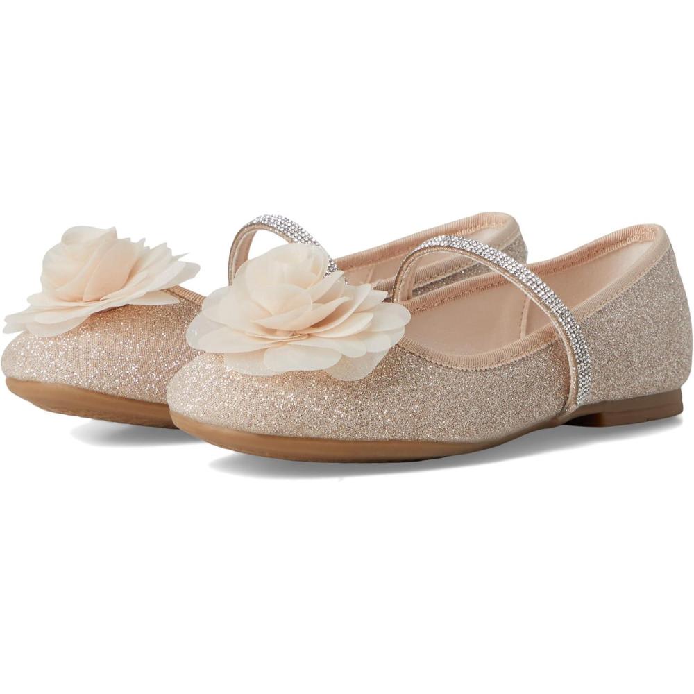 imageNINA BabyGirls Jory Little Big Kid Ballet Flat WFlowerNatural Sparkle Fabric