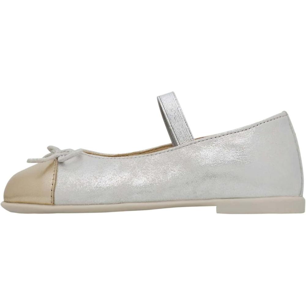 imageNaturino Girls Croise Tip ToddlerLittle Kid Ballet FlatSilverPlatinum