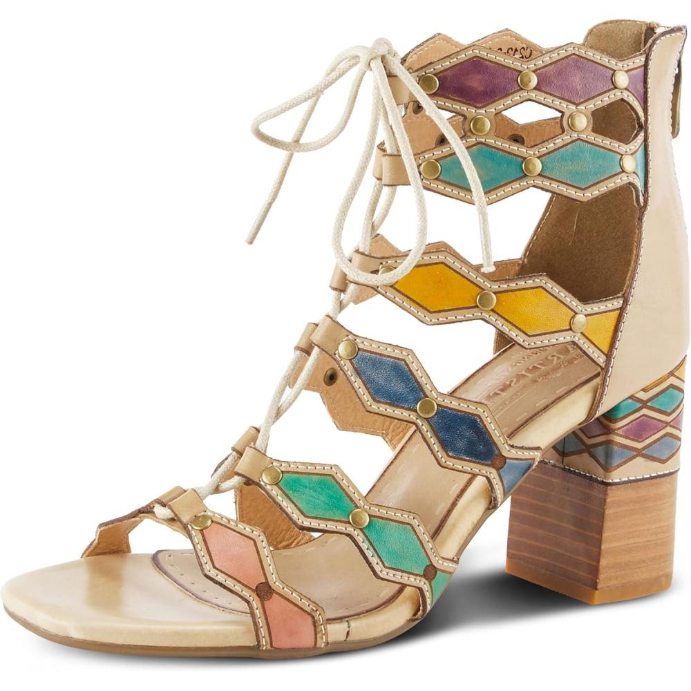 imageSpring Step LArtiste Womens Artdeco SandalBeige Multi