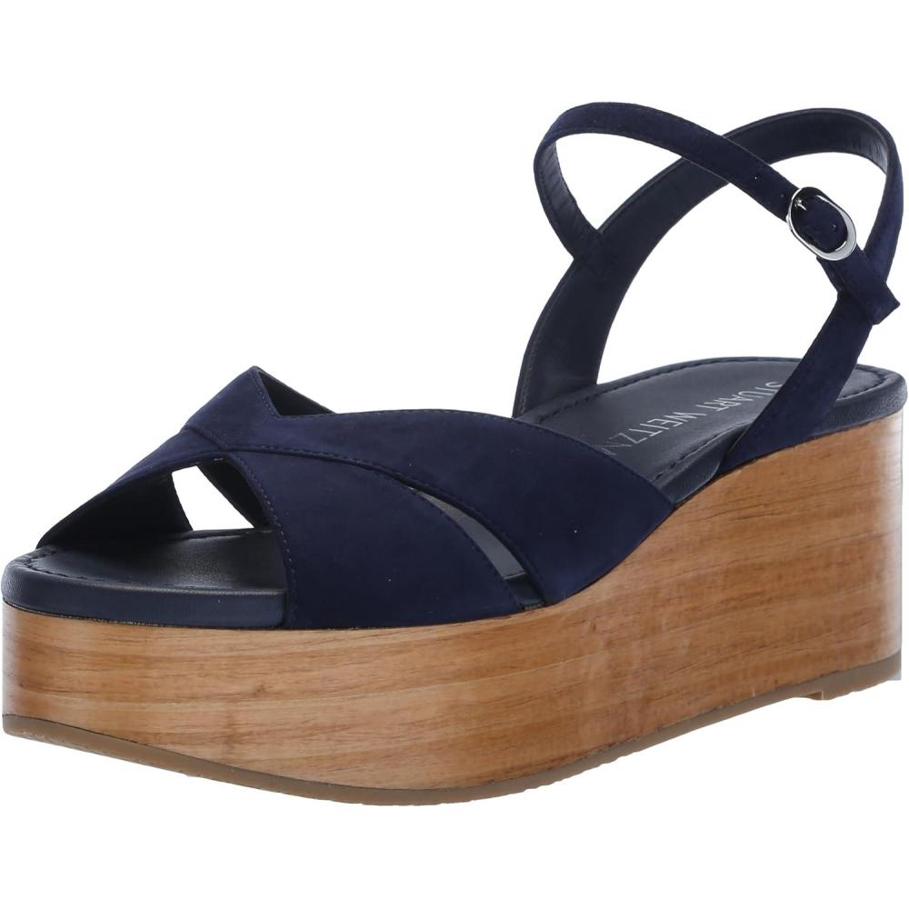 imageStuart Weitzman Womens Carmen Midi Wedge PlatformNice BlueSand