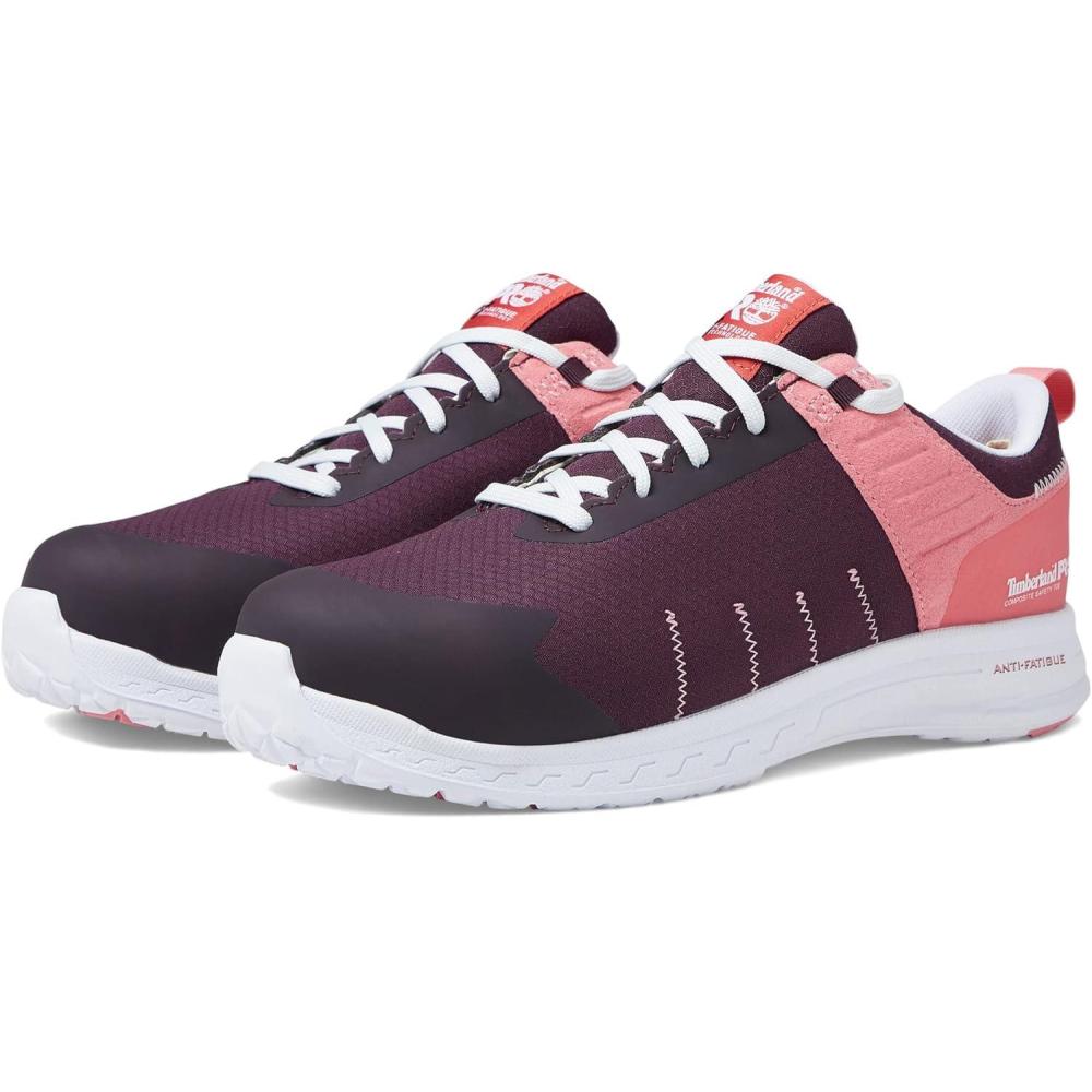 imageTimberland PRO Overdrive Composite Safety Toe Womens Sneakers  Laceup Closure  AbrasionFreePurpleCoralWhite