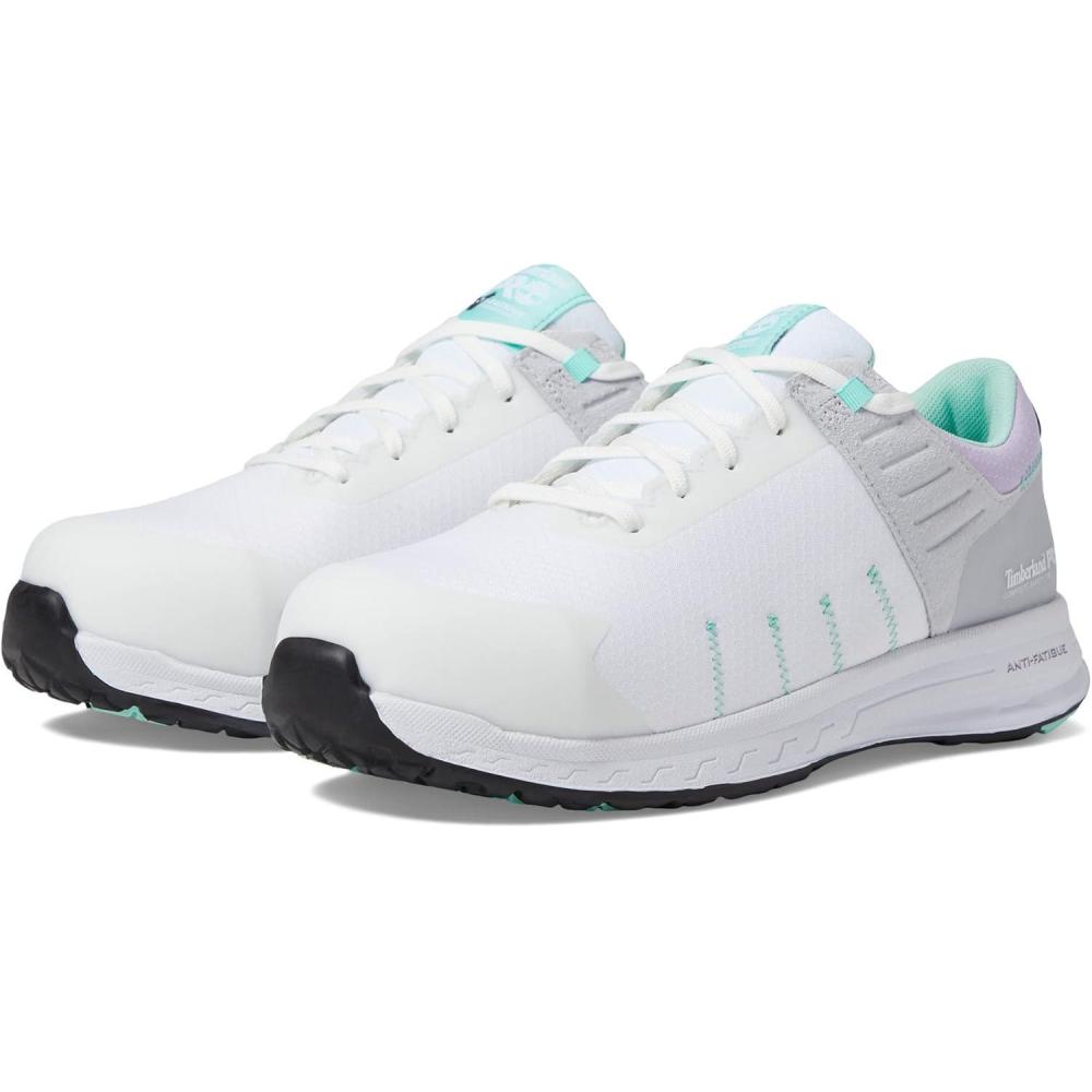 imageTimberland PRO Overdrive Composite Safety Toe Womens Sneakers Laceup Closure AbrasionFreeWhiteLavenderGreen