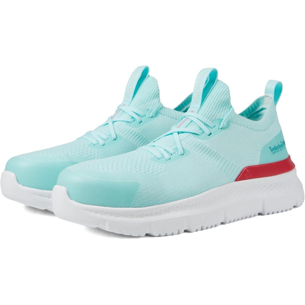 imageTimberland PRO Setra Knit Composite Safety Toe Womens Sneakers Breathable Upper Removable InsoleSeafoamRed
