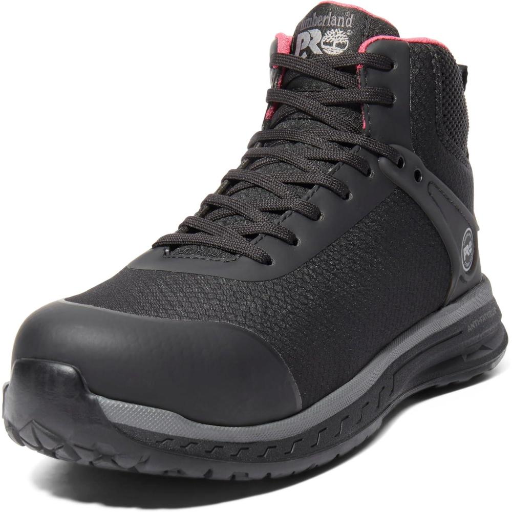 imageTimberland PRO Womens Drivetrain Mid Composite Safety Toe Static Dissipative Industrial Athletic Work ShoeBlackPink2024 New