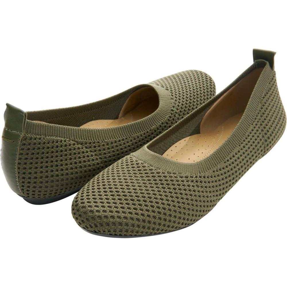 imageVANELi Womens Suvi Perforated Ballet Flats Casual BeigeKhaki Stretch Knit