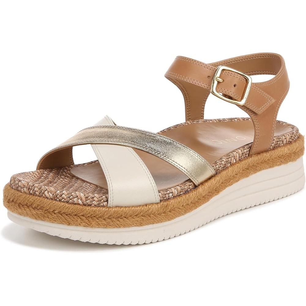 imageVionic womens Mar Strappy SandalsCamel Gold Leather