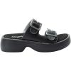 Alegria Women Iza Platform Buckle Leather Double Strap Slide(Black)