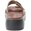 Alegria Women Iza Platform Buckle Leather Double Strap Slide(Chocolate)