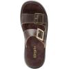Alegria Women Iza Platform Buckle Leather Double Strap Slide(Chocolate)