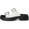Alegria Women Iza Platform Buckle Leather Double Strap Slide(White)