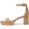 Bernardo® Carla Strap Heels for Women – Leather Upper and Lining – Rubber Sole – Block Heels(Cork/Gold Fleck)
