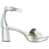 Bernardo® Carla Strap Heels for Women – Leather Upper and Lining – Rubber Sole – Block Heels(Silver)