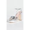 Loeffler Randall Women’s Rivka Leather Knot Platform Sandals(Silver)