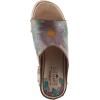 Spring Step L’artiste Teeshirt Women’s Sandals – Handpainted Leather Slides, Retro Floral Design, Cushioned Footbed, Slip-On(Beige Multi)