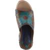 Spring Step L’artiste Teeshirt Women’s Sandals – Handpainted Leather Slides, Retro Floral Design, Cushioned Footbed, Slip-On(Navy Multi)