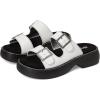 Alegria Women Iza Platform Buckle Leather Double Strap Slide(White)
