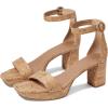 Bernardo® Carla Strap Heels for Women – Leather Upper and Lining – Rubber Sole – Block Heels(Cork/Gold Fleck)