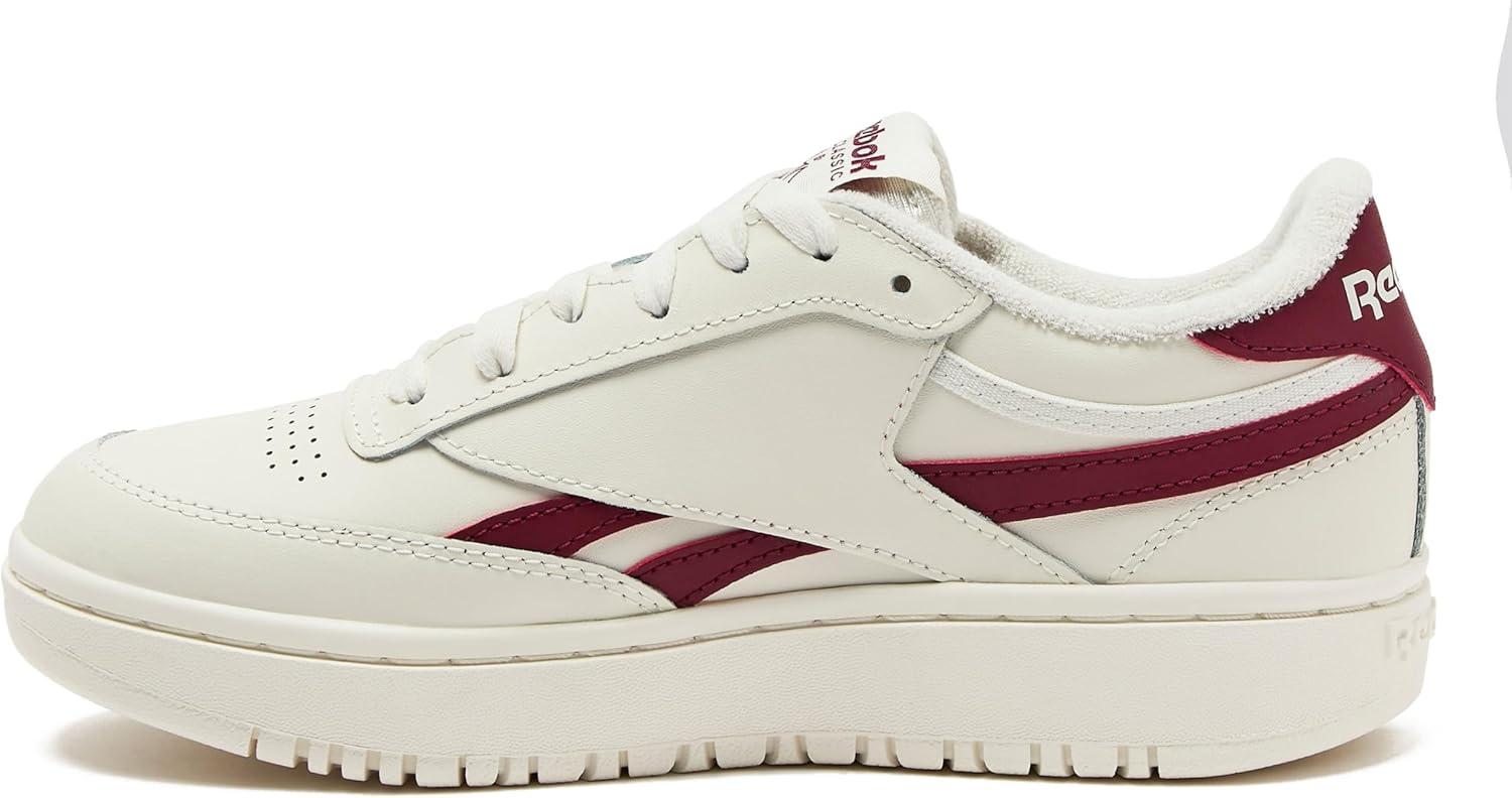 imageReebok Club C Double Revenge Platform Tennis Shoes for Women Fashion Womens SneakersChalk Chalk Classic Burgundy