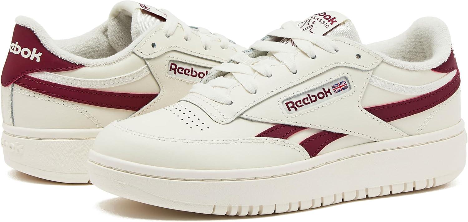 imageReebok Club C Double Revenge Platform Tennis Shoes for Women Fashion Womens SneakersChalk Chalk Classic Burgundy