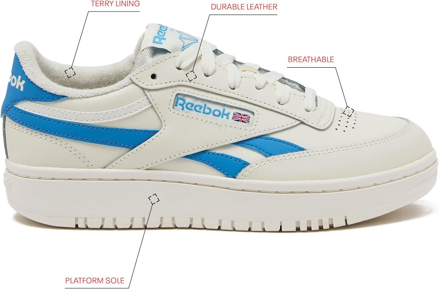 imageReebok Club C Double Revenge Platform Tennis Shoes for Women Fashion Womens SneakersChalkChalkEssential Blue