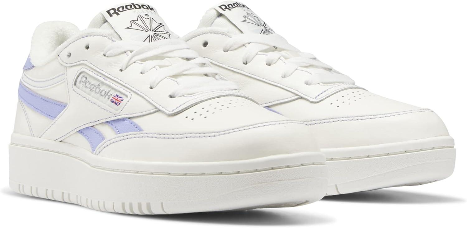 imageReebok Club C Double Revenge Platform Tennis Shoes for Women Fashion Womens SneakersChalkPink GlowSilver Metallic