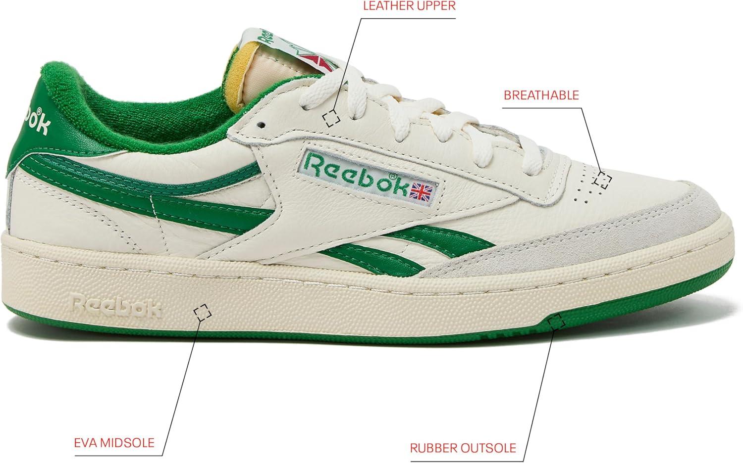 imageReebok Club C Double Revenge Platform Tennis Shoes for Women Fashion Womens SneakersChalkWhiteGlen Green