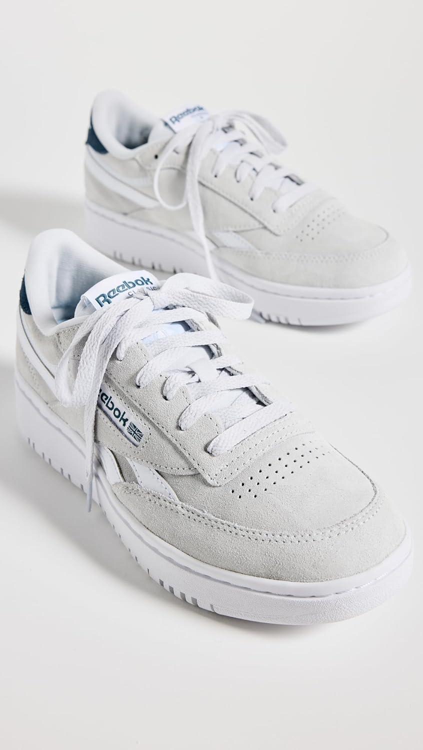 imageReebok Club C Double Revenge Platform Tennis Shoes for Women Fashion Womens SneakersCold GreyWhiteHoops Blue