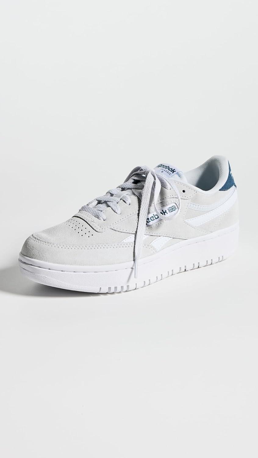 imageReebok Club C Double Revenge Platform Tennis Shoes for Women Fashion Womens SneakersCold GreyWhiteHoops Blue