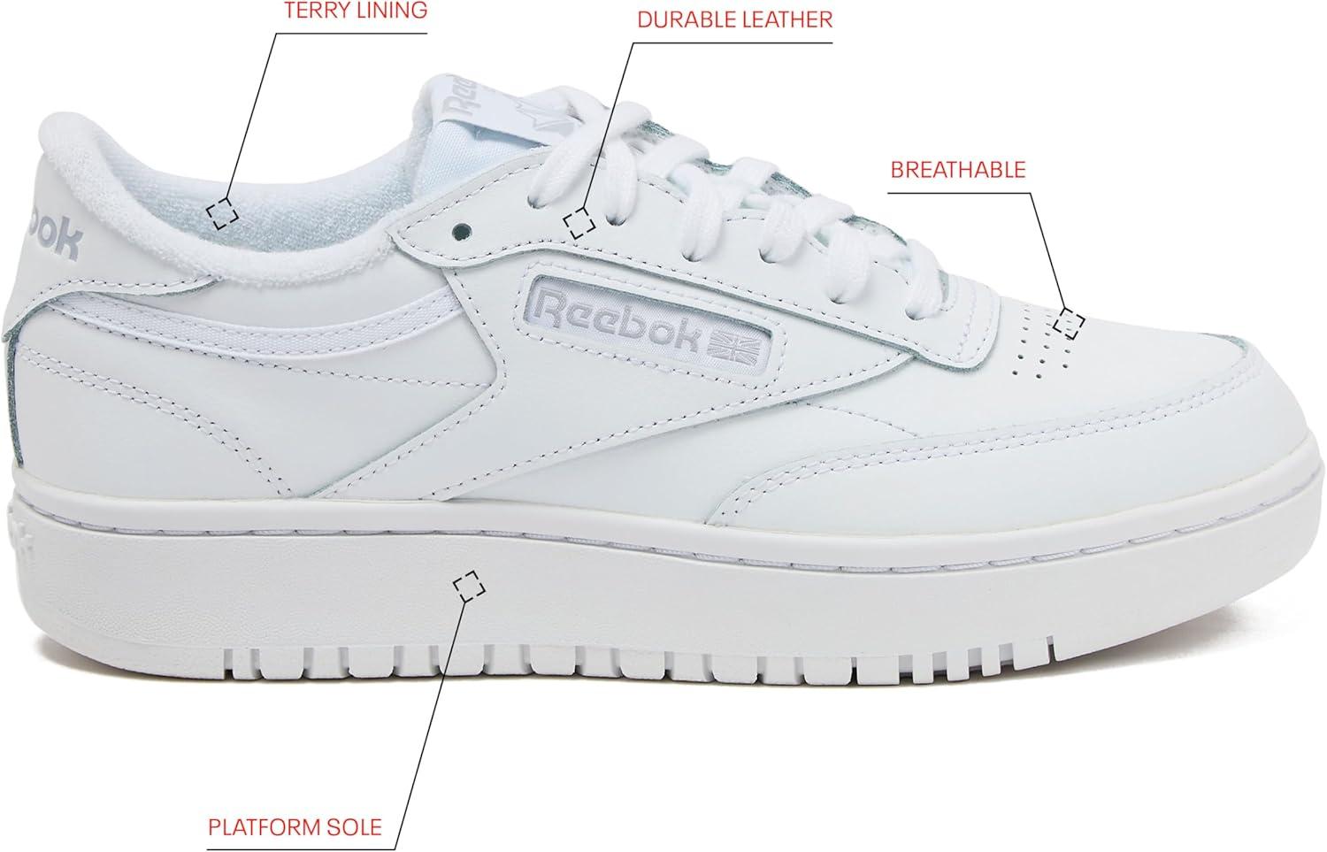 imageReebok Club C Double Revenge Platform Tennis Shoes for Women Fashion Womens SneakersFootwear WhiteFootwear WhiteCold Grey 2