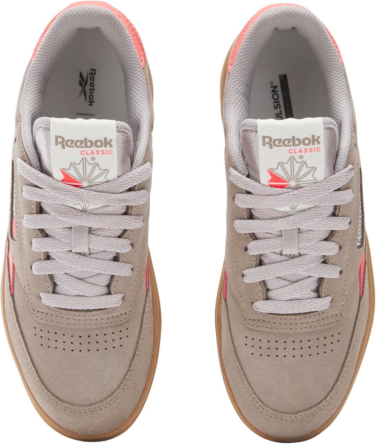 imageReebok Club C Double Revenge Platform Tennis Shoes for Women Fashion Womens SneakersGritty GreySunset CoralGum