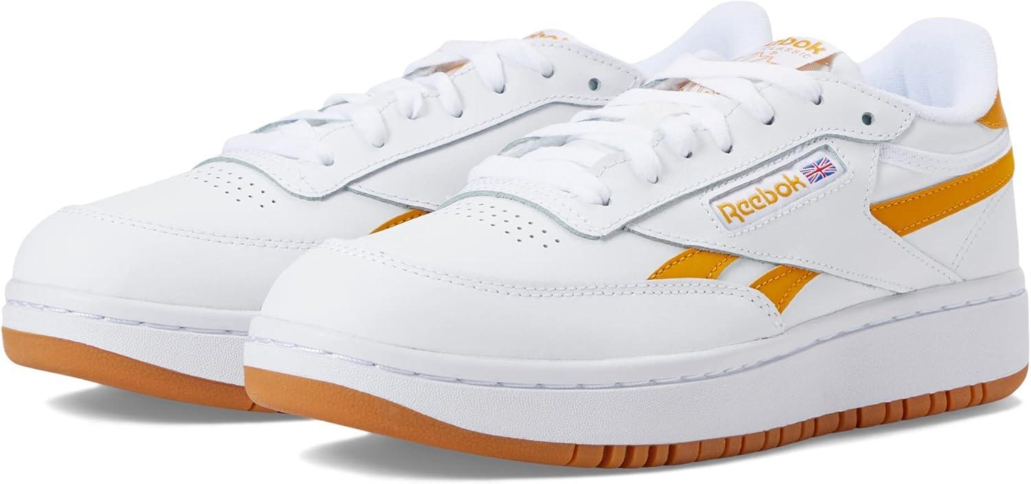 imageReebok Club C Double Revenge Platform Tennis Shoes for Women Fashion Womens SneakersWhiteBright OchreGum