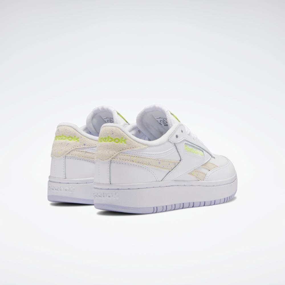imageReebok Club C Double Revenge Platform Tennis Shoes for Women Fashion Womens SneakersWhiteLucid LilacSolar Acid Yellow