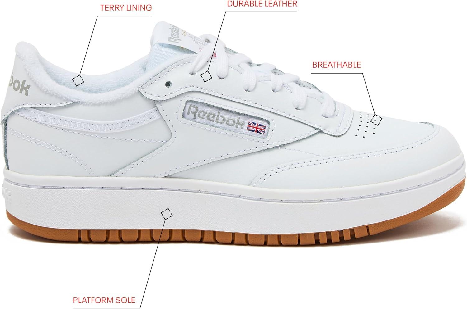 imageReebok Club C Double Revenge Platform Tennis Shoes for Women Fashion Womens SneakersWhiteReebok Gum 07White
