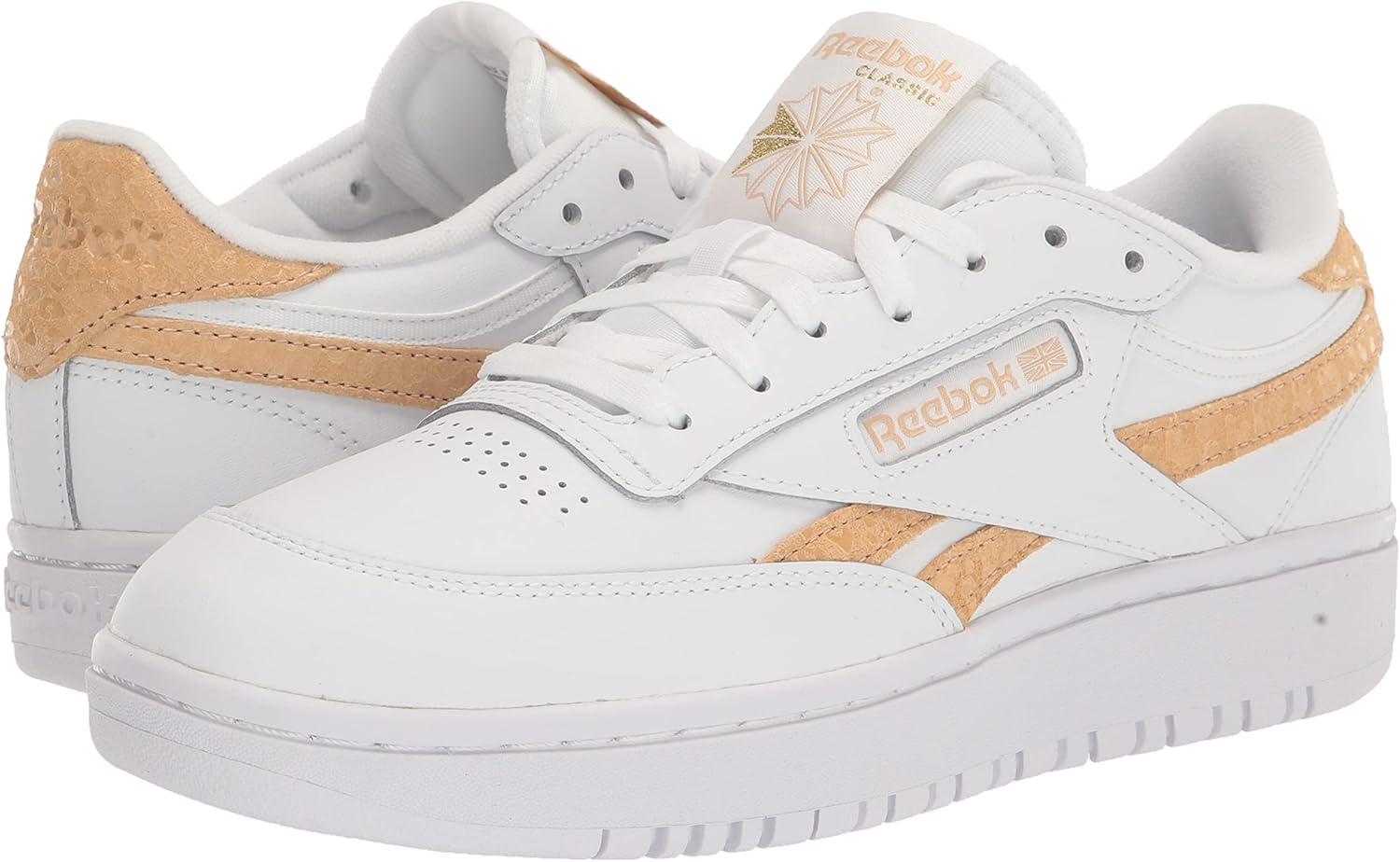 imageReebok Club C Double Revenge Platform Tennis Shoes for Women Fashion Womens SneakersWhiteSahara