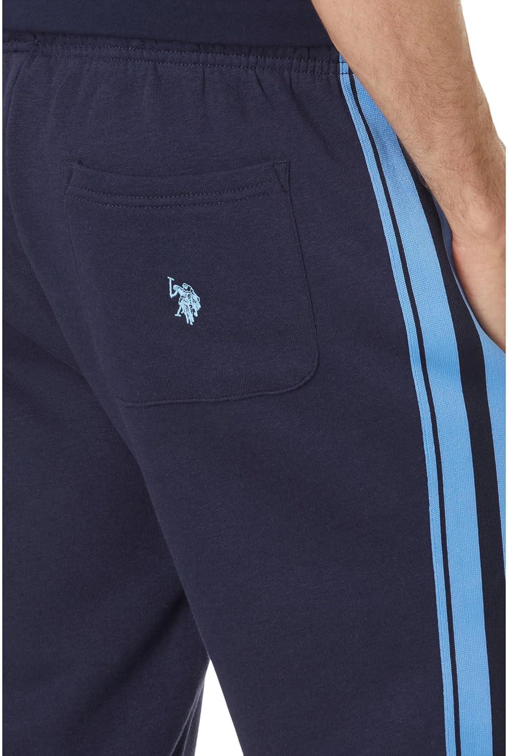 imageUS Polo Assn Mens Fleece Knit Jogger Track Pants WSide Stripe Tricot TapeClassic Navy