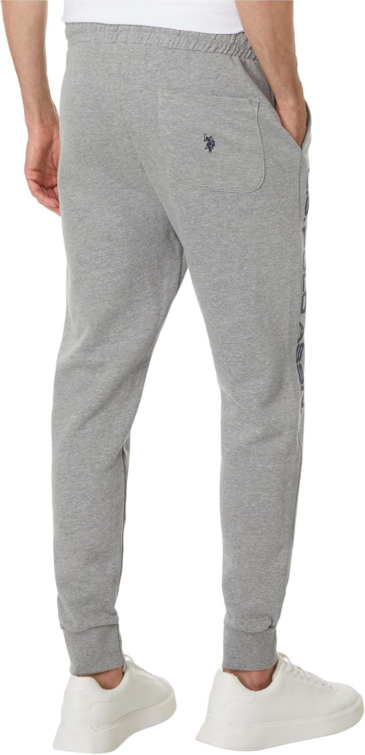 imageUS Polo Assn Mens Graphic Print Fleece Knit Jogger PantsHeather Grey