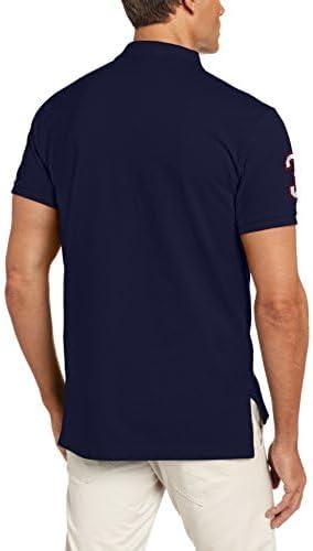 imageUS Polo Assn Mens ShortSleeve Polo Shirt with Applique Casual Summer Slim Fit Polo Shirt with Contrast ColorClassic NavyWhite