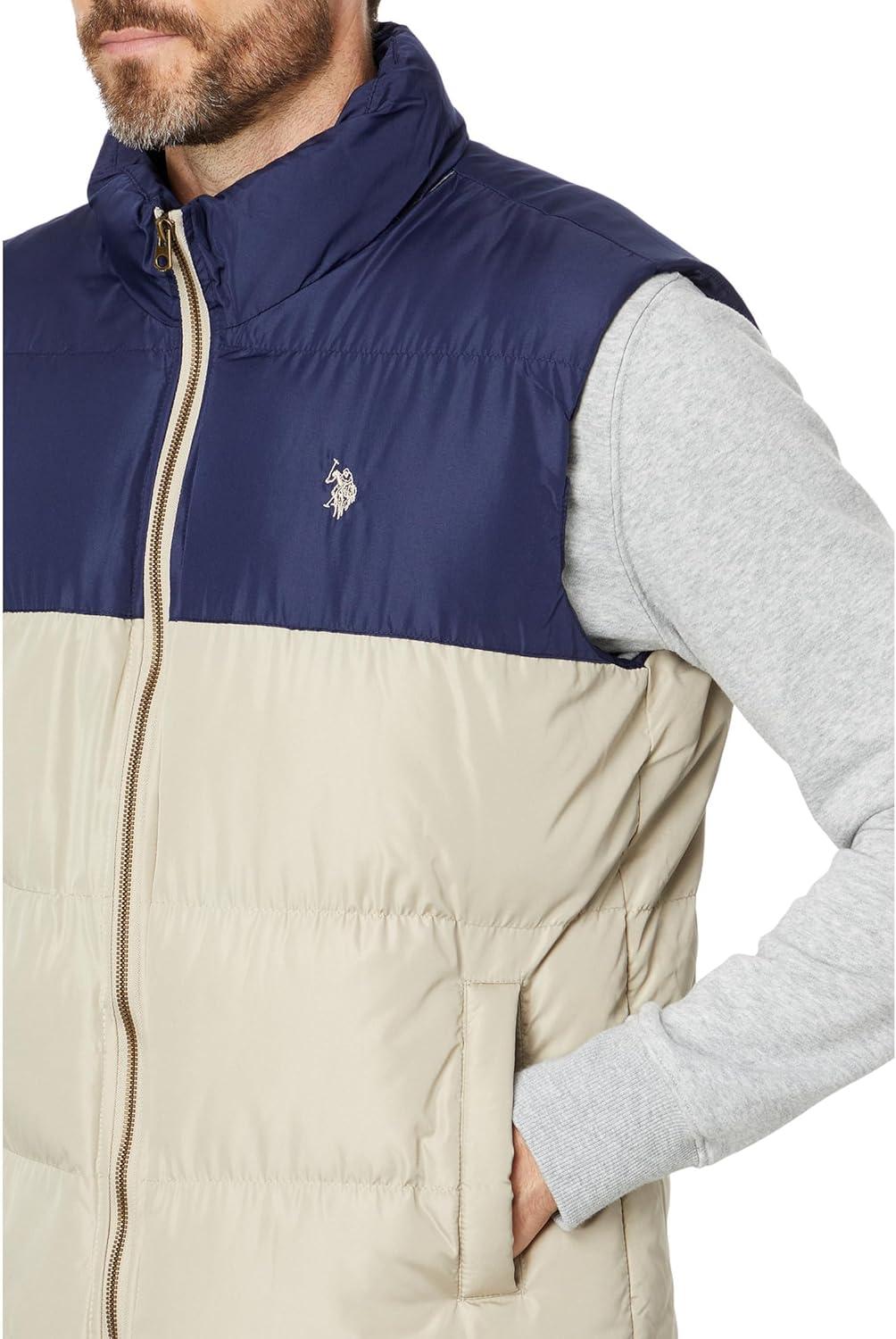 imageUS Polo Assn Mens Uspa Colorblock Puffer VestThompson Khaki