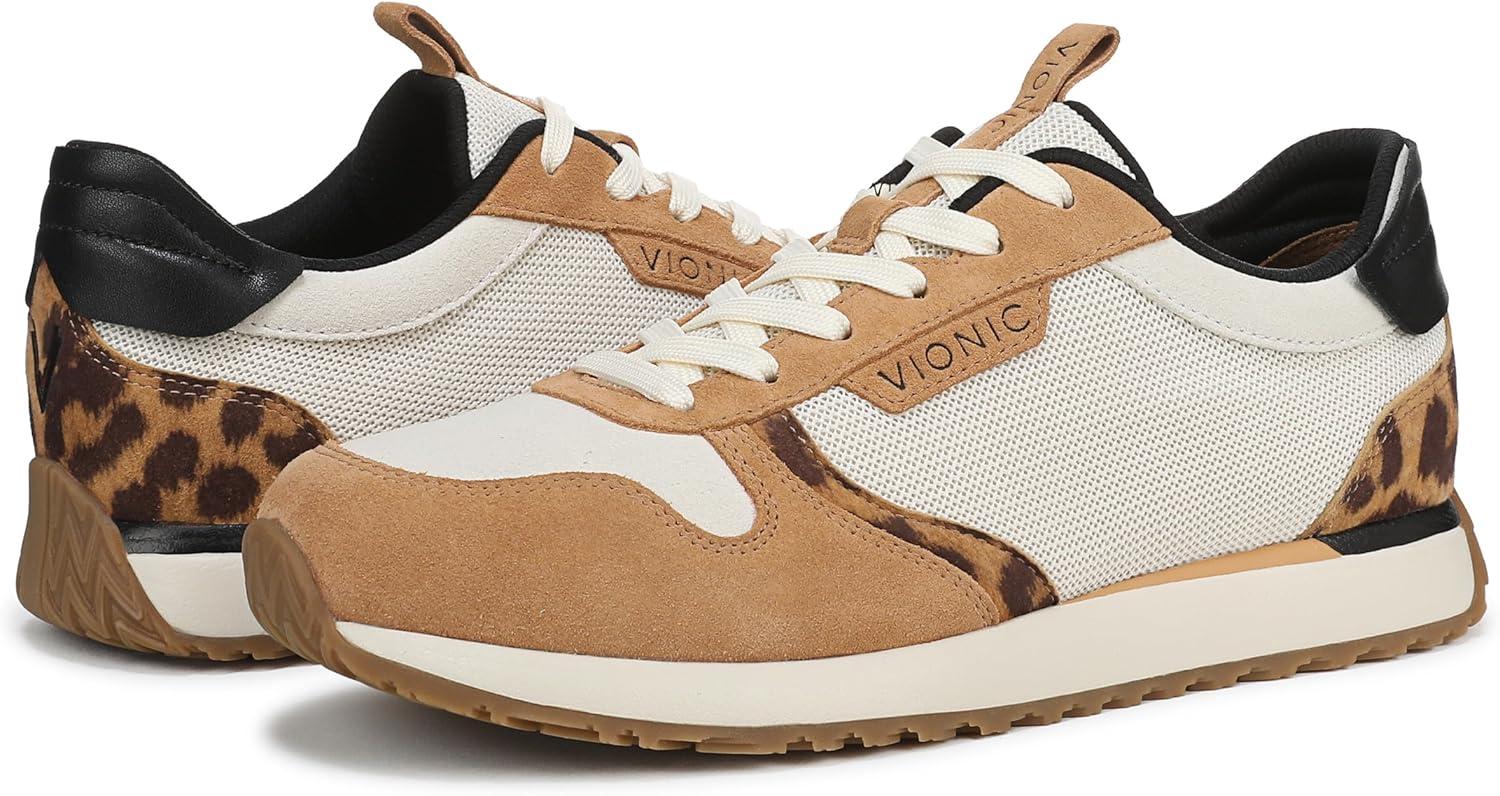 imageVionic Womens Monarch Court Inspired Shoes SneakerIvoryLeopard