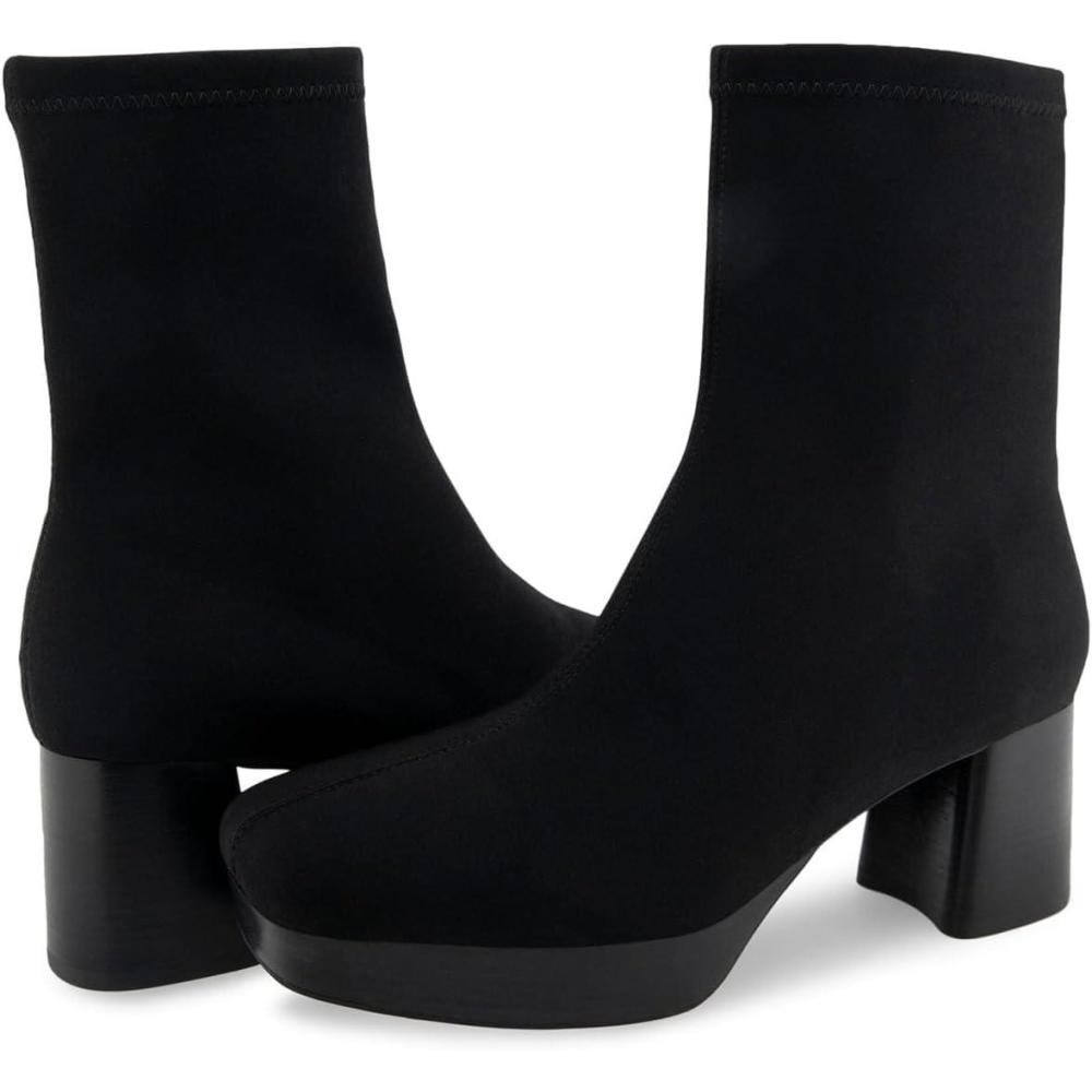 imageAerosoles Womens Sussex Mid Calf BootBlack Stretch Gabardine Fabric