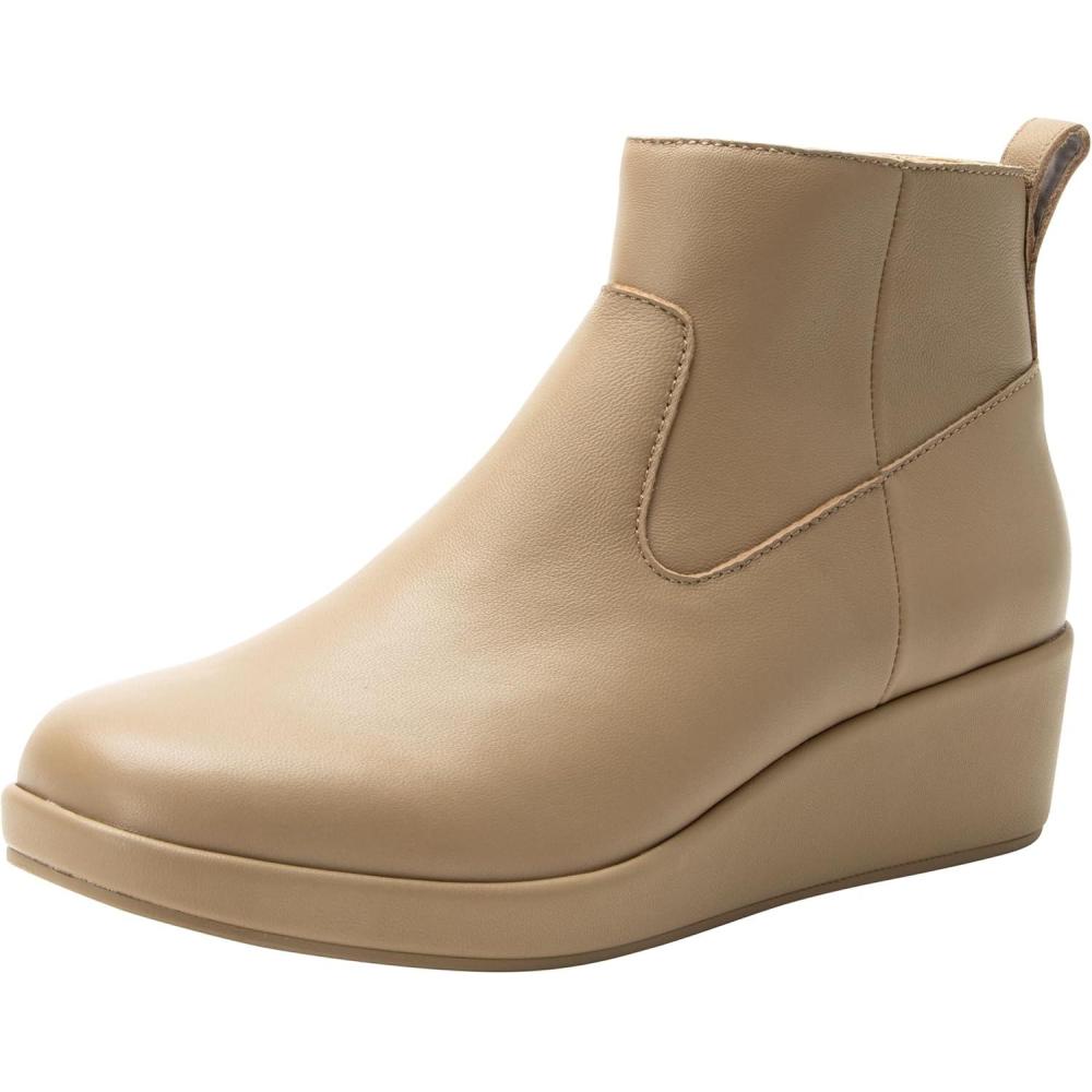 imageAlegria Womens Hadi Comfort Leather Ankle Wedge BootBeige