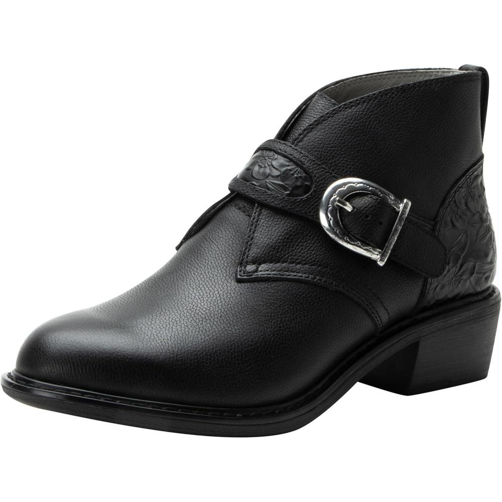 imageAlegria Womens Mikki Western Buckle Leather BootieLoretta Crow
