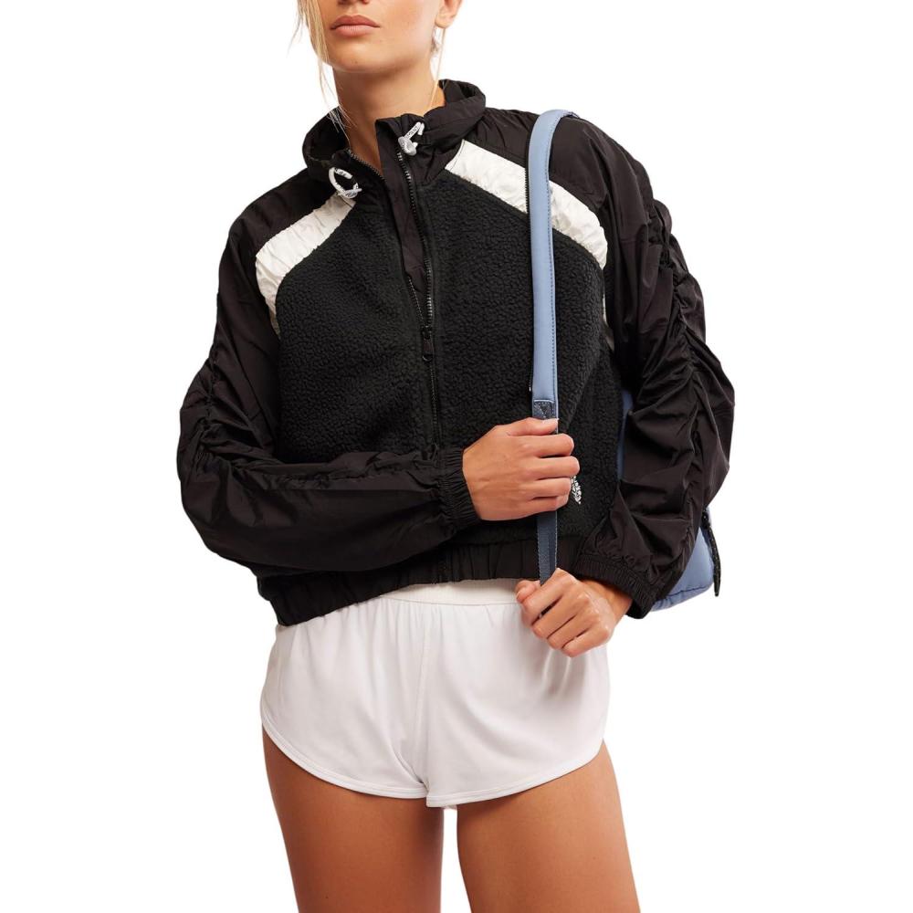 imageFree People womens Amelia Zip Up FleeceBlackWhite Combo