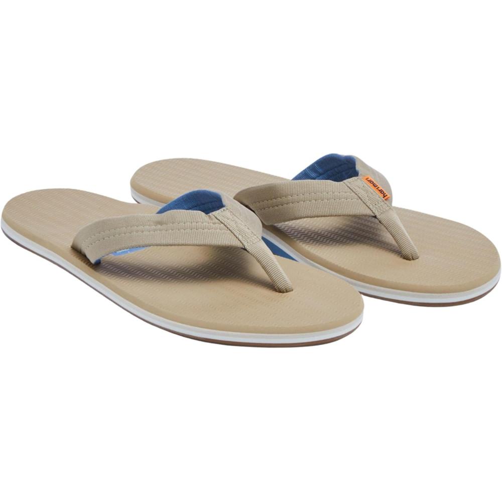 imageHari Mari Dunes Mens Waterproof Boat Safe Colorful Rubber Flip Flops with Nylon Strap No Break Ins Firm Arch Support Antimicrobial and Floats in WaterTan