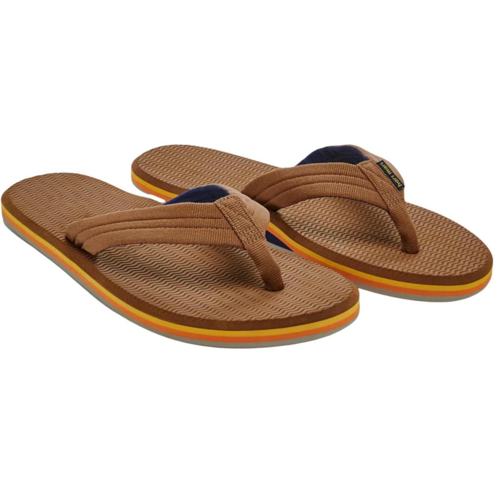imageHari Mari Dunes Mens Waterproof Boat Safe Colorful Rubber Flip Flops with Nylon Strap No Break Ins Firm Arch Support Antimicrobial and Floats in WaterTobacco