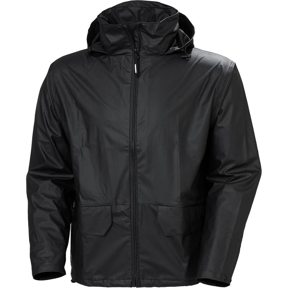 imageHellyHansen Workwear Voss Waterproof Mens Rain Jacket Featuring Full Stretch Fabric and Adjustable Hood990 Black