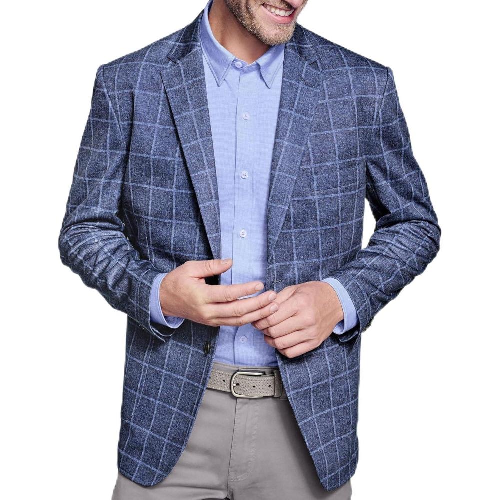 imageJohnston ampamp Murphy XC Flex Unlined Plaid Knit Blazer for Men Mens Sports Jacket Casual Blazer for MenBlue